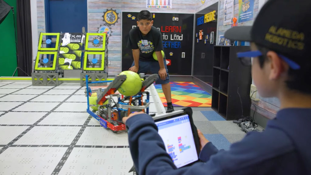 Students in robotics competition