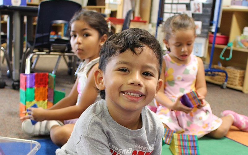 cute little boy in classroom