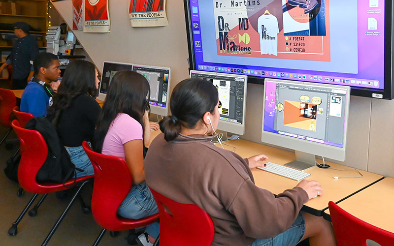 Students working on projects