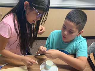 students working on a creative project