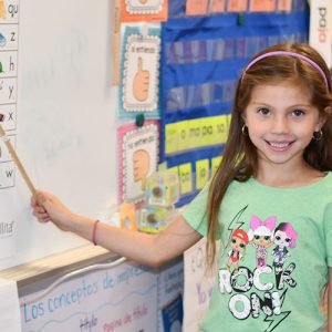Girl making a presentation