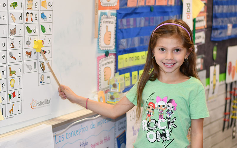 Girl making a presentation