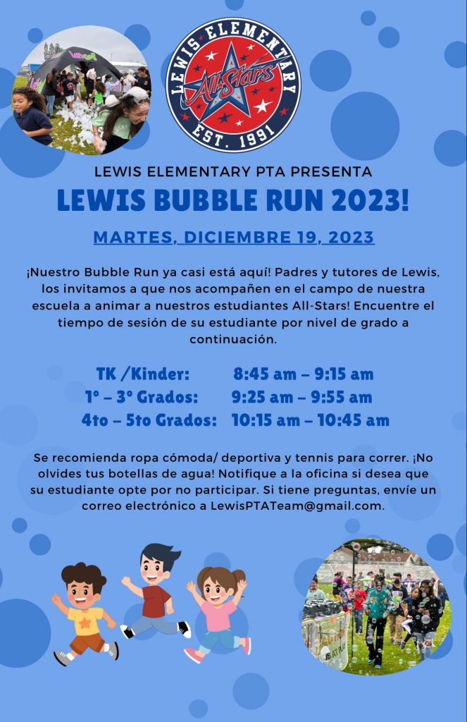 PTA Bubble Run *Updated With Schedule*