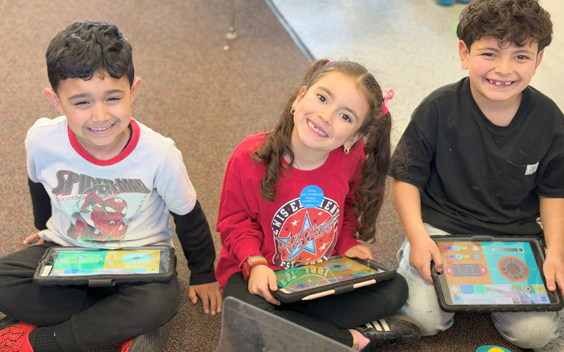 young students coding