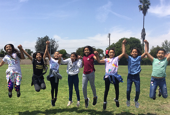Students jump with joy