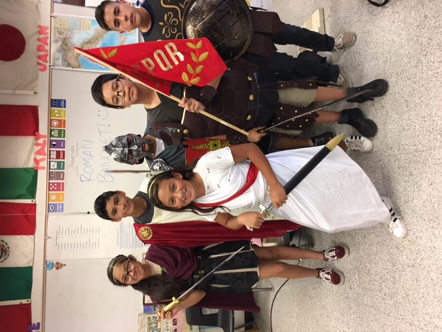 Social Studies students dressed as Roman soldiers
