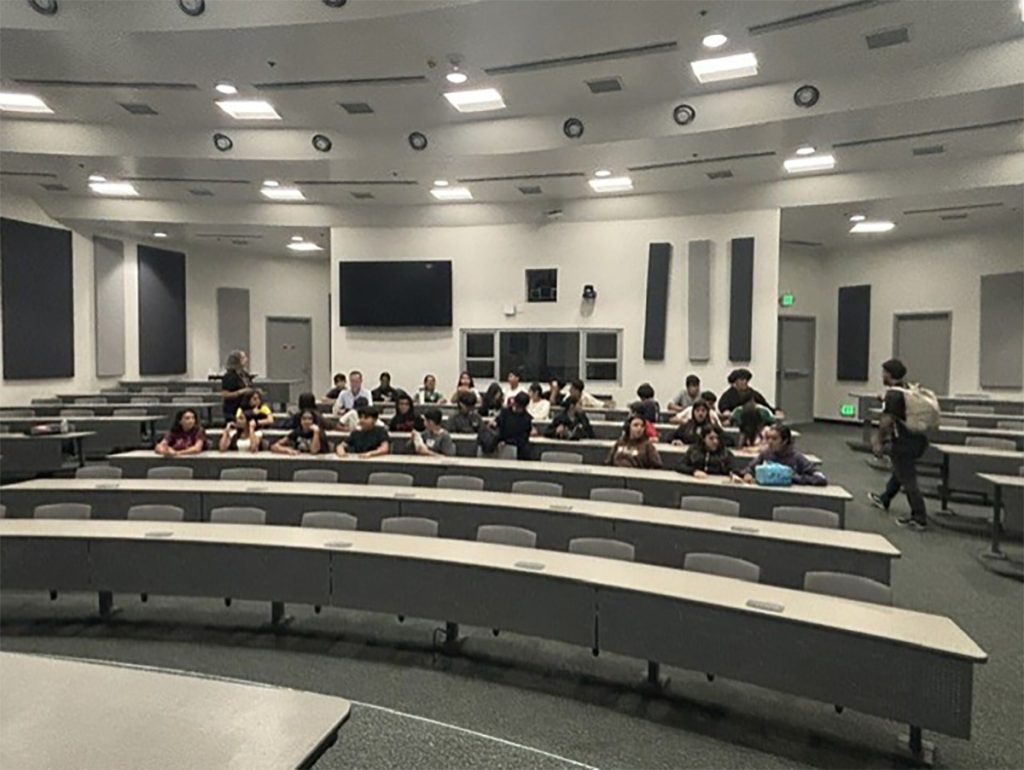 AVID students visit Cerritos during the summer program and sit in classes.
