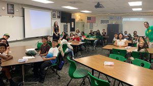 Students in a classroom that are part of the International Baccalaureate Middle Years Programme