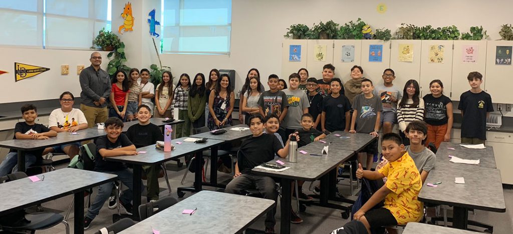 Students in a classroom that are part of the International Baccalaureate Middle Years Programme