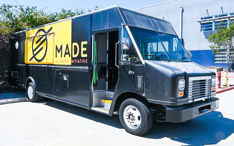 Food truck with Downey made logo on the side