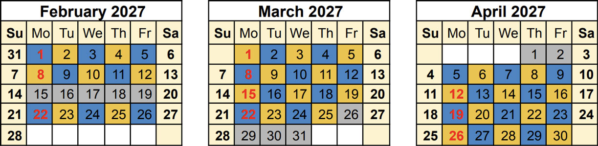 feb to april