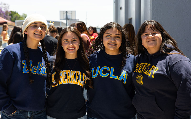 students in college gear