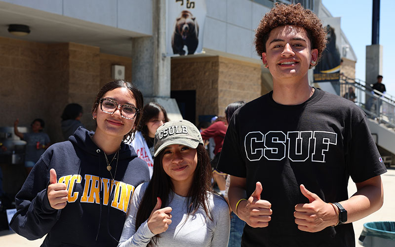 students in college gear