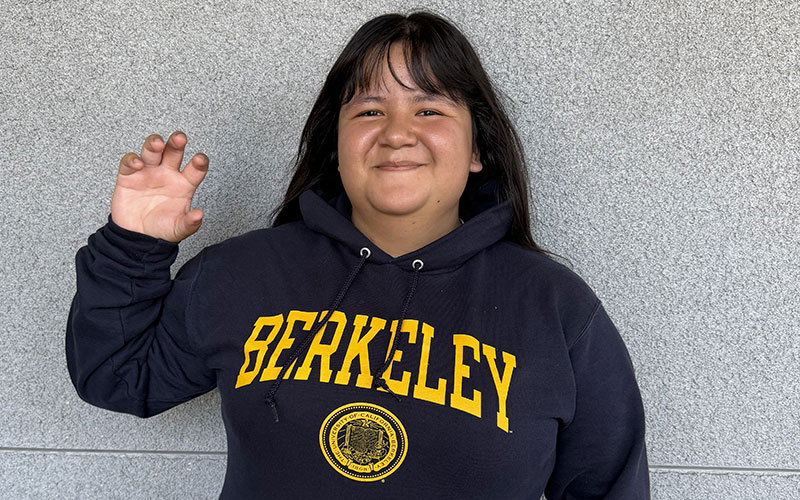 girl in a berkley shirt