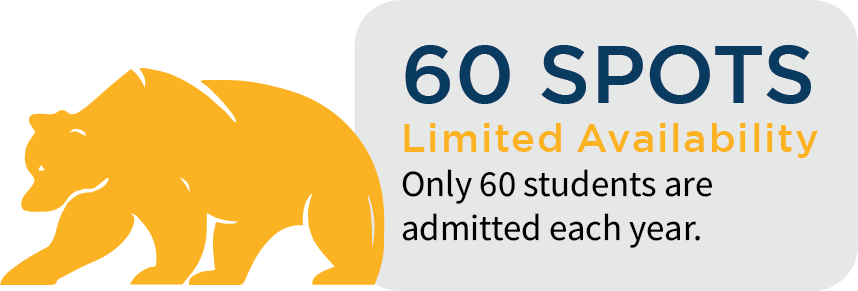 60 SPOTS<br />
LimitedAvailability<br />
Only 60 students are admitted each year.