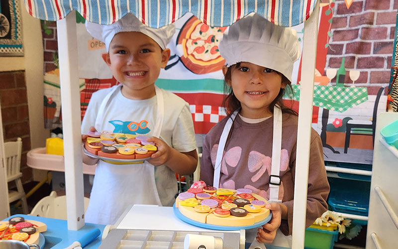 students pretend bakery