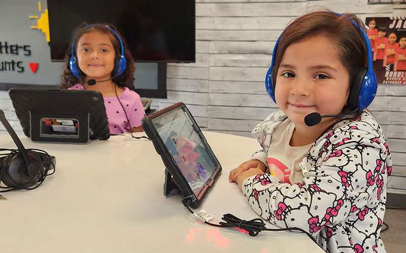 students in a listening lab