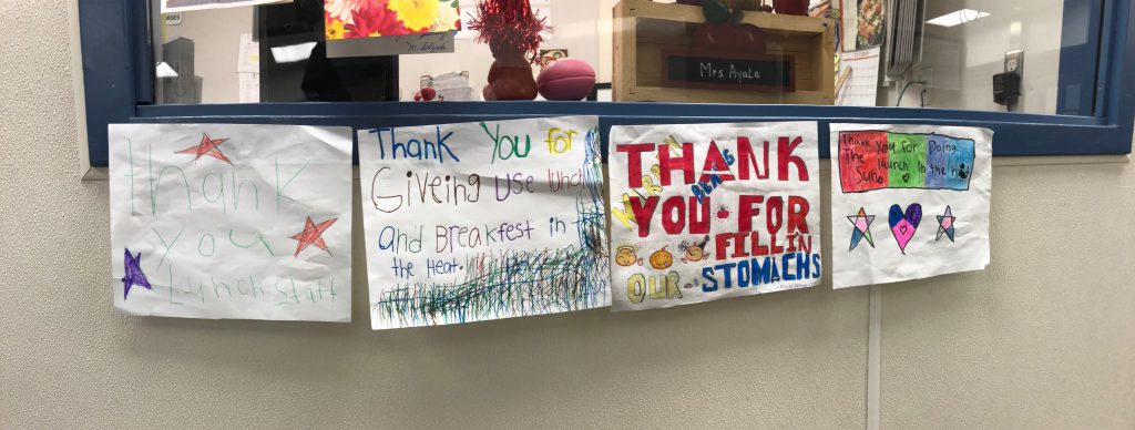 Thank you notes to Food Service staff