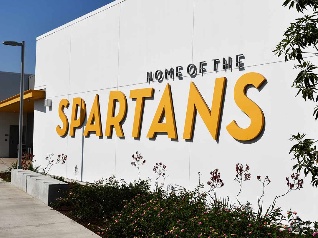 Home of the Spartans signage