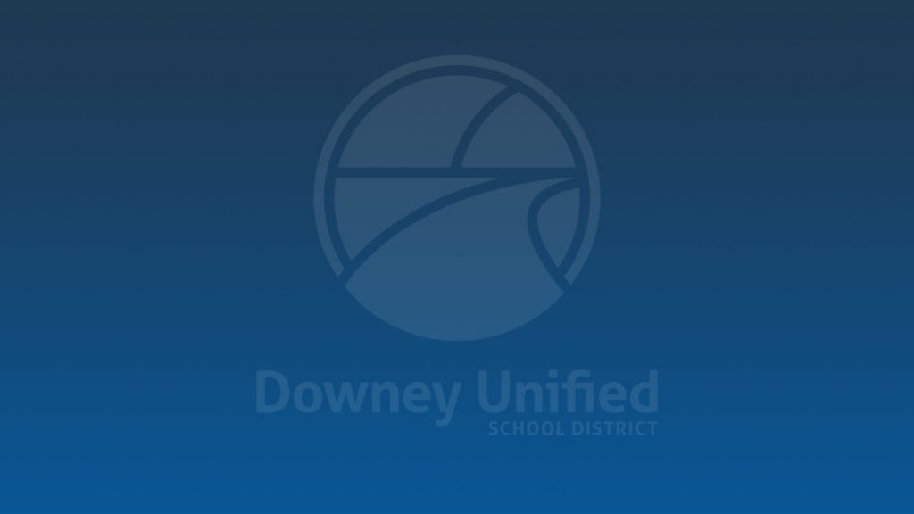 Blue background with transparent Downey Unified Logo