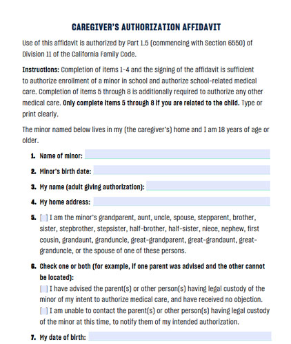 caregivers afadavit