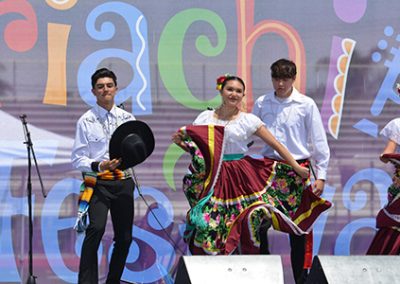 Downey Unified Folklorico group dancing at the music festival