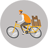 Bicyclist with packages on his bicycle