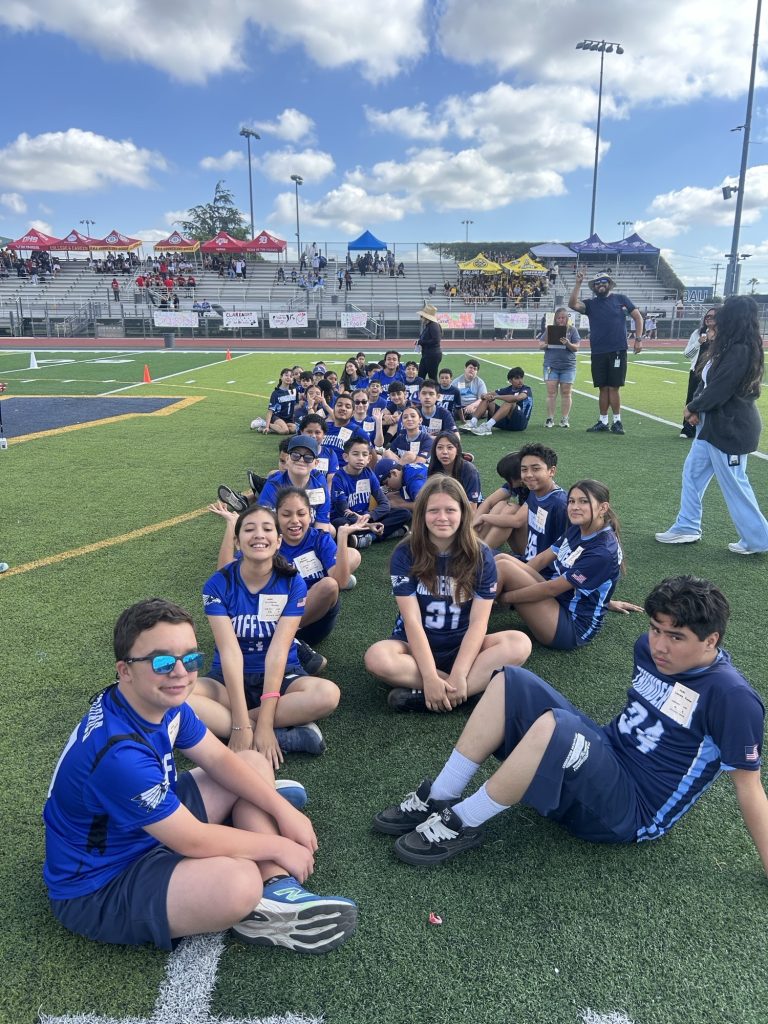 Griffiths Middle School Unified Sports students participating in Downey Unified’s districtwide Unified Track and Field Day.